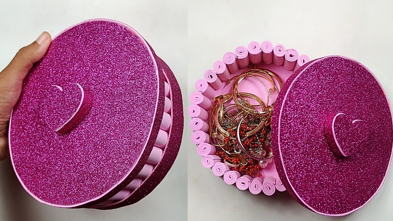 PORTA JÓIAS DE EVA E PAPELÃO SIMPLES DE FAZER