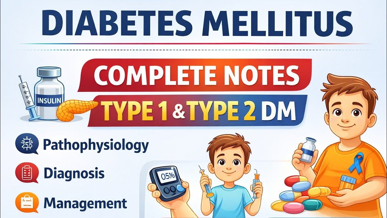 Diabetes Mellitus Complete Notes | Type 1 & Type 2 DM | Diagnosis & Management