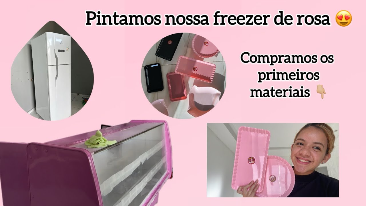 Pintamos nossa freezer de rosa + compramos os primeiros materiais e a geladeira 😍