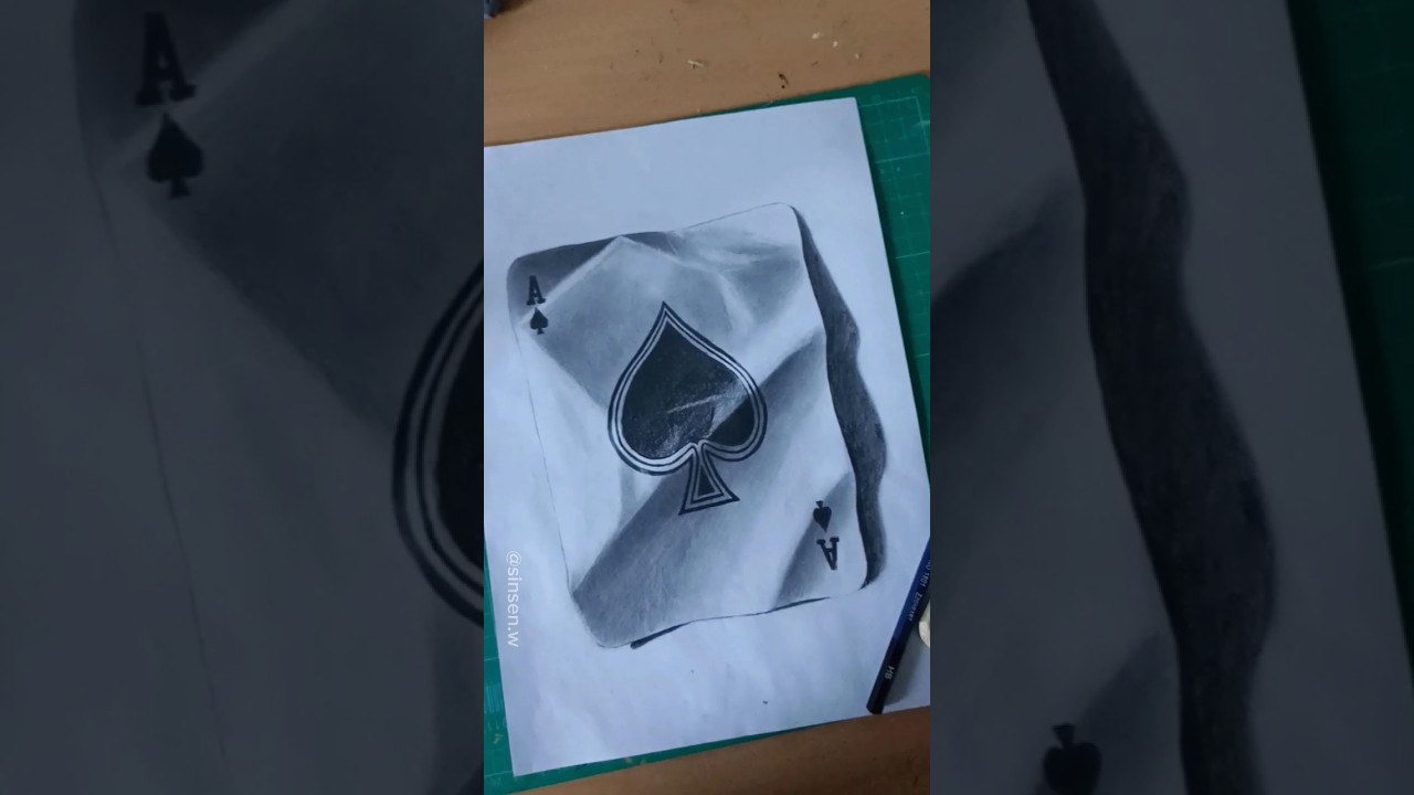 DIBUJANDO una CARTA de POKER HIPERREALISTA &spades; Hyperrealist Drawing #hiperrealismo #pokercards #short