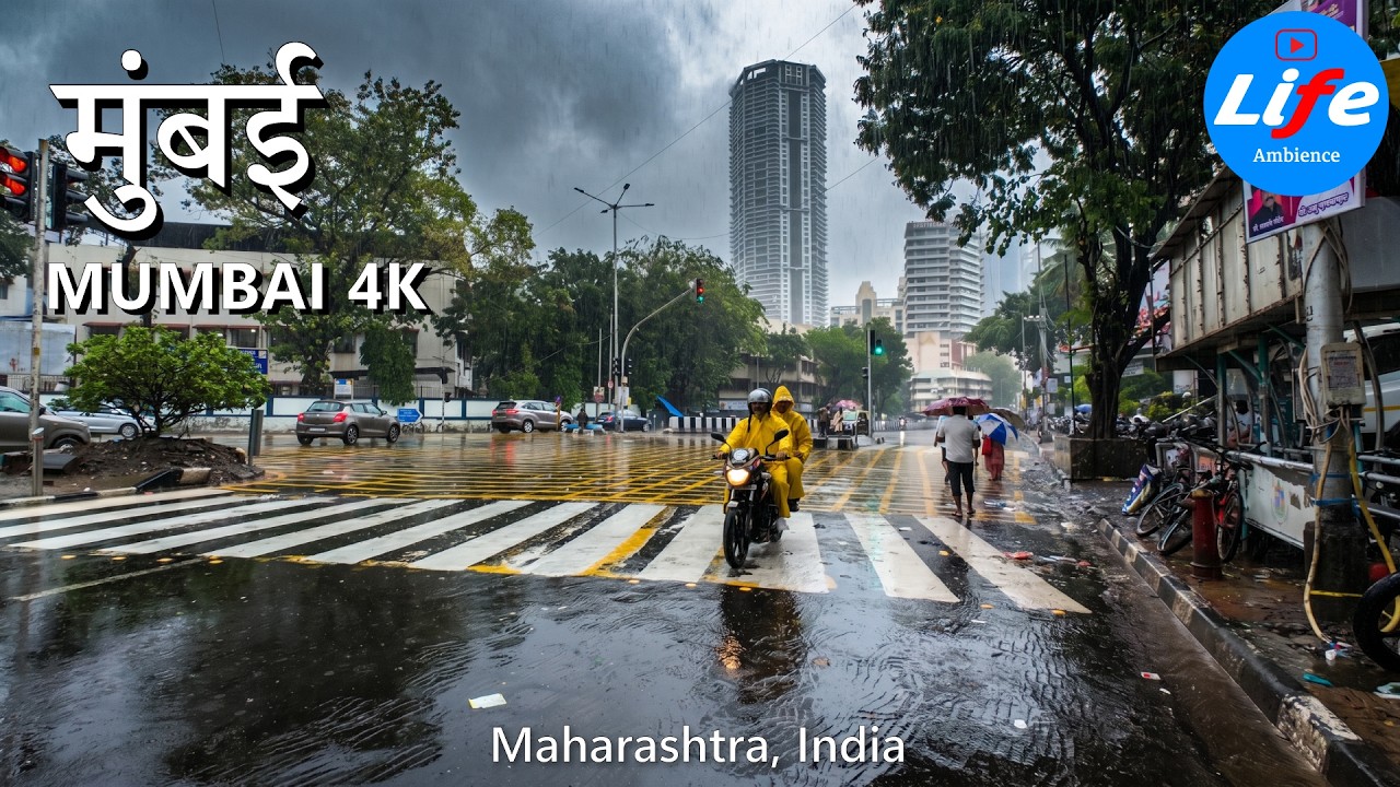 Walking Mumbai in the Rain, Lower Parel to Worli Naka | Monsoon Street Walk 4K