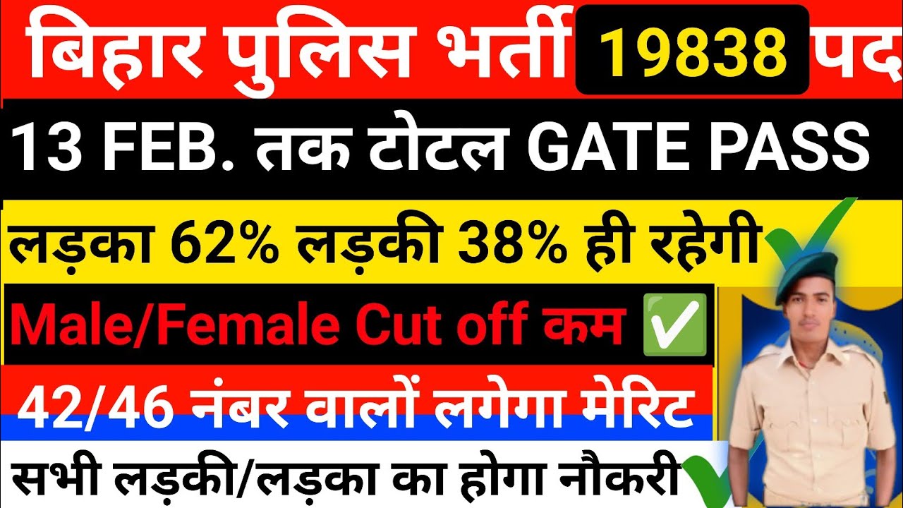 13 Feb तक Total GATE PASS✅weekly analysis|Bihar bihar Cut off|लड़के सिर्फ पास हो रही है #biharpolice