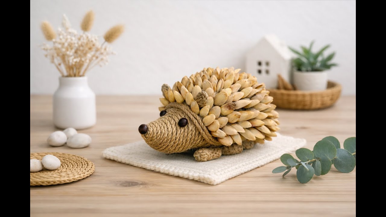 DIY Deko-Igel aus Papier, Jute & Pistazienschalen | Natural Handmade Decor