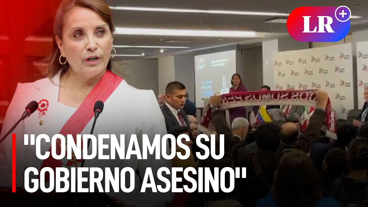 PERUANOS en Estados Unidos INTERRUMPEN DISCURSO DE DINA BOLUARTE en Nueva York