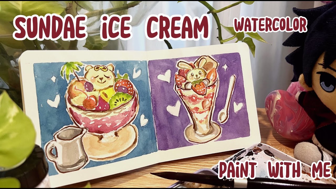 Let's Paint Cute Sundae 🍨🍧 ice cream I Watercolor
