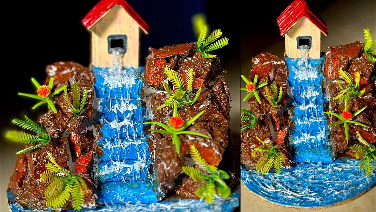 Beautiyful waterfall making at home../DIY waterfall idea..
