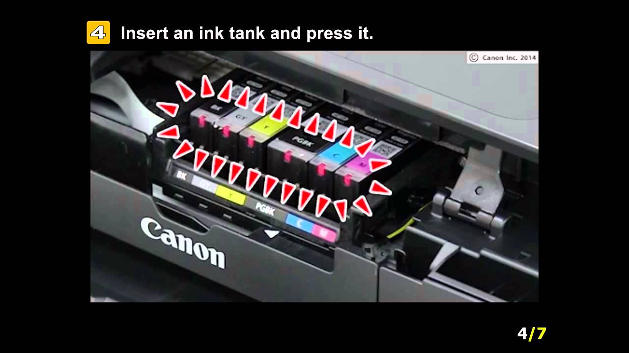 PIXMA MG7520: Installing the ink tanks