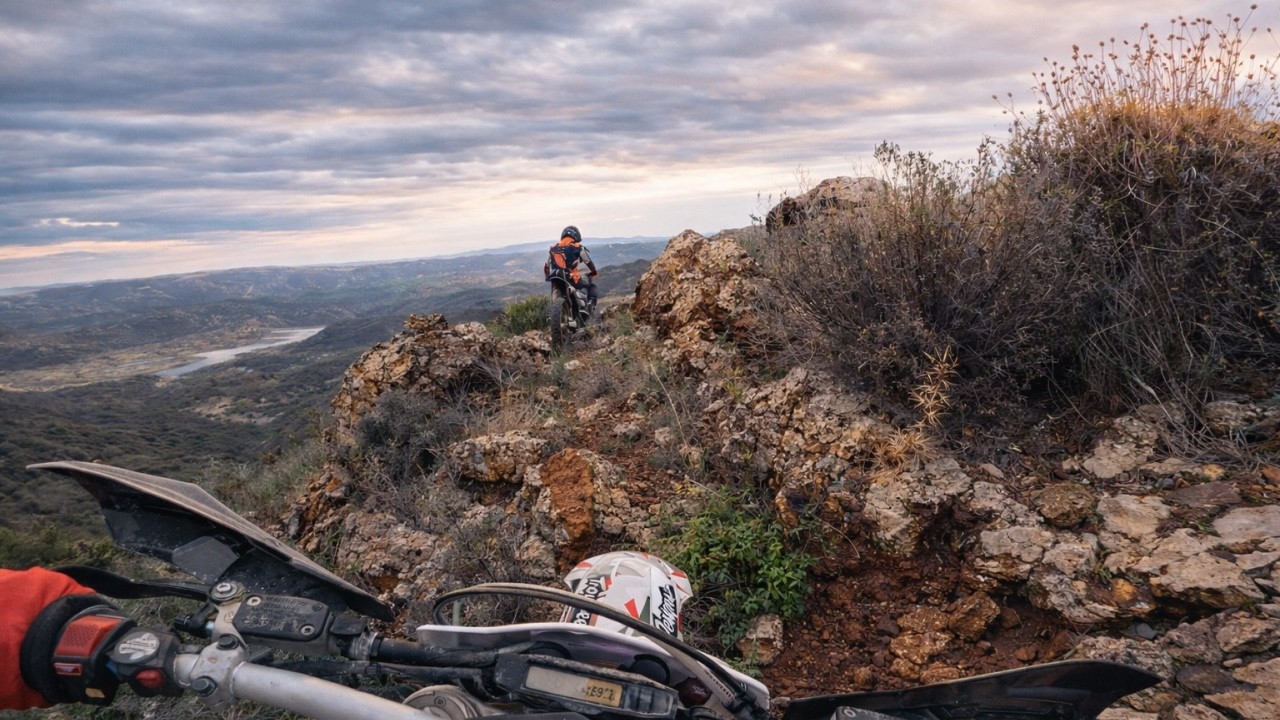 Riding rocky hard enduro trails