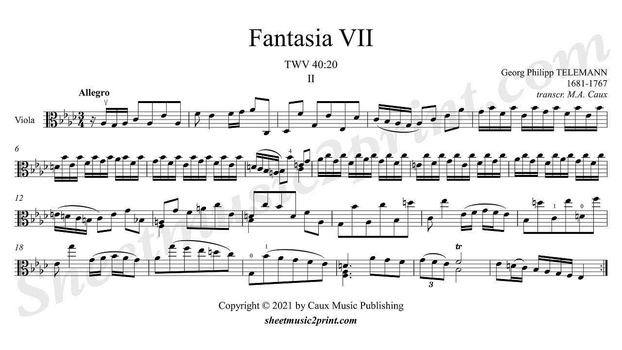 Telemann : Fantasia TWV 40:20 (2/4 : Allegro) - Viola