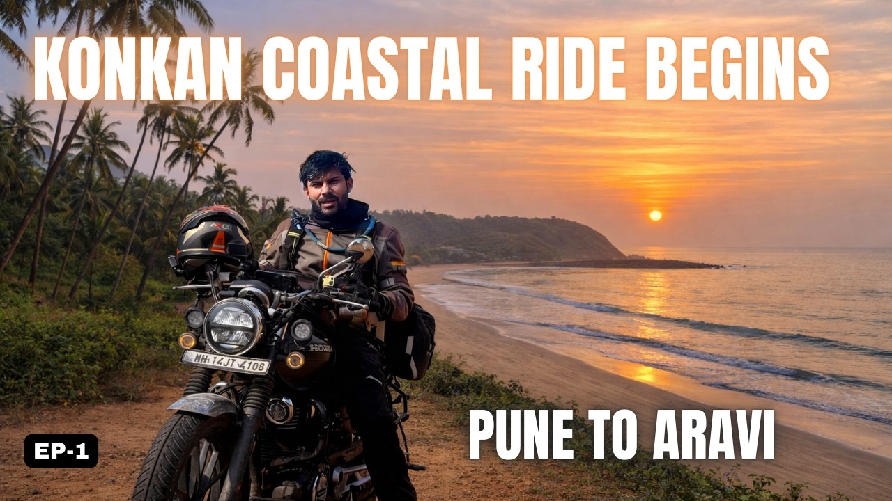 Solo Konkan Coastal Ride Begins | Bike Fall, Breakdowns & Finally the Ocean | Pune to Aravi