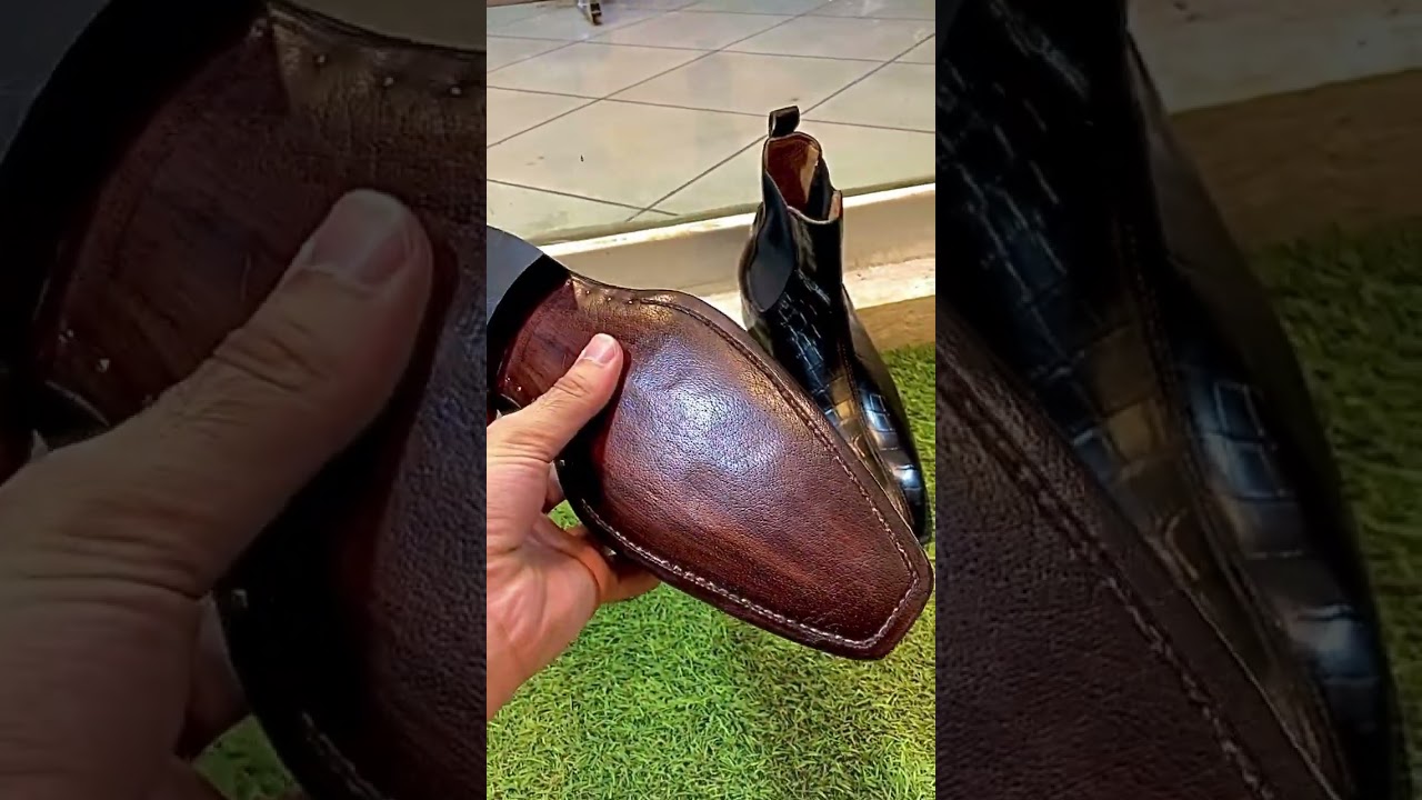 Bespoke handmade long black Chelsea boots for men #handmadeshoes #boots #bespokeshoes