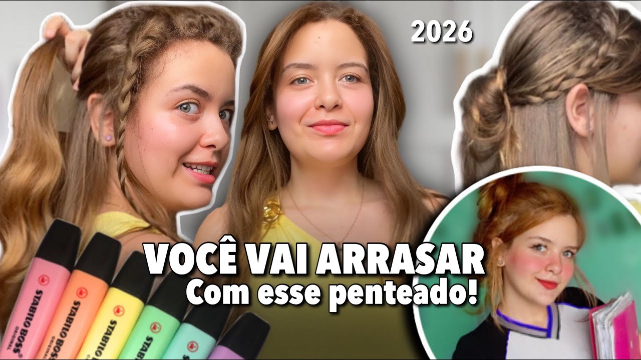 PENTEADO PARA O PRIMEIRO DIA DE AULA 2026📚💇🏼‍♀️✨ Simples e FÁCIL (tutorial)