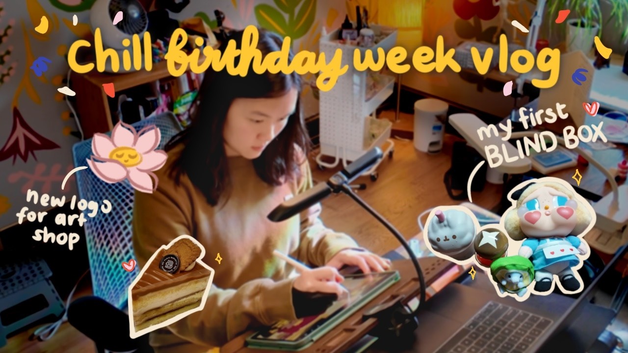 cozy studio vlog 🎂 birthday week in my life as an artist & designer ✨ opening my FIRST BLIND BOX 🎁