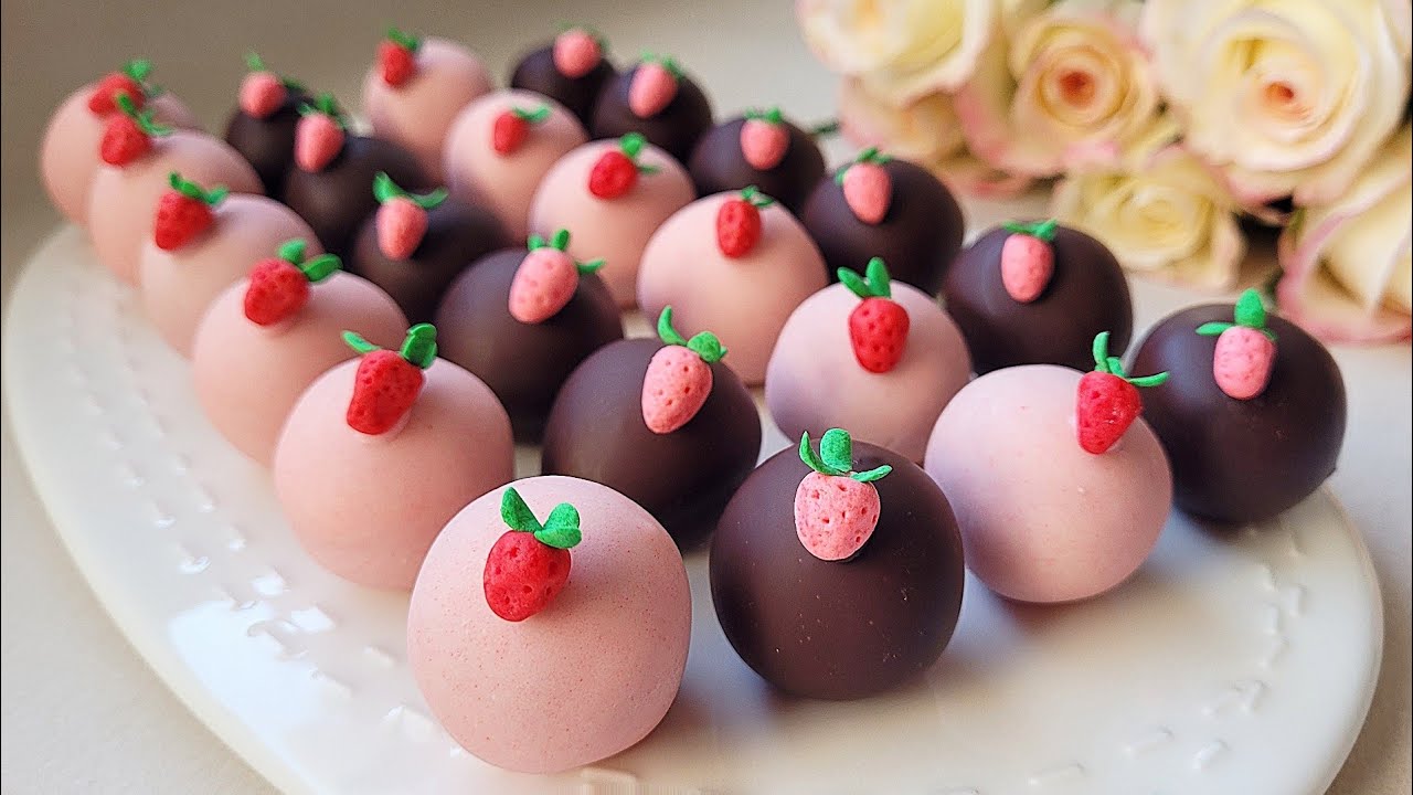 Strawberry Chocolate Balls With 2 Main Ingredients | Chocolate Truffles| Pave Chocolate