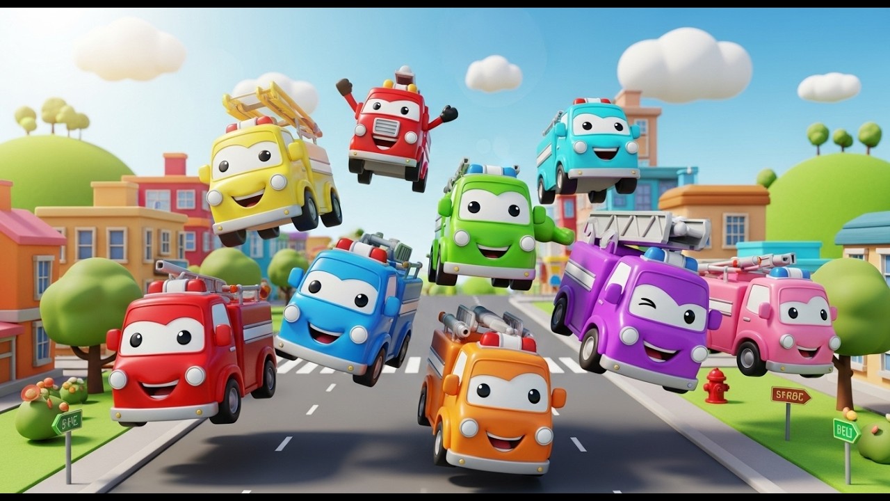 Eight Little Toy Fire Trucks Whoosh Whoosh Whoosh | Heroic Counting & Action Song