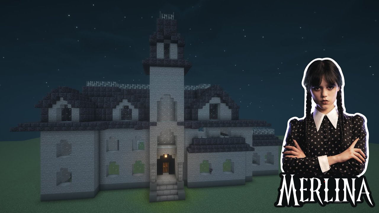 Cómo hacer la MANSIÓN de Merlina Addams en Minecraft