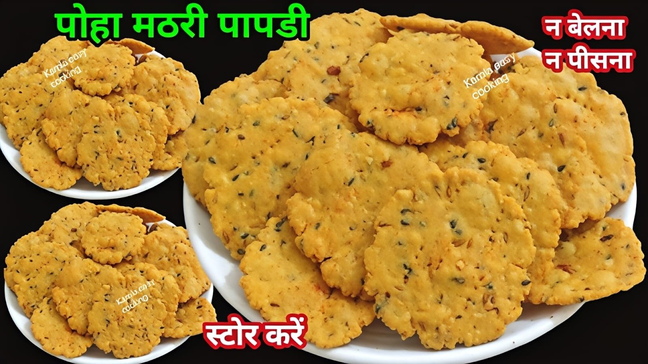 बिना बेले पिसे एक कप पोहासे कुरकुरी पापडी बनाने का तरीका देख दंगरह जाओगे महीनेभर खाओगे | poha papadi