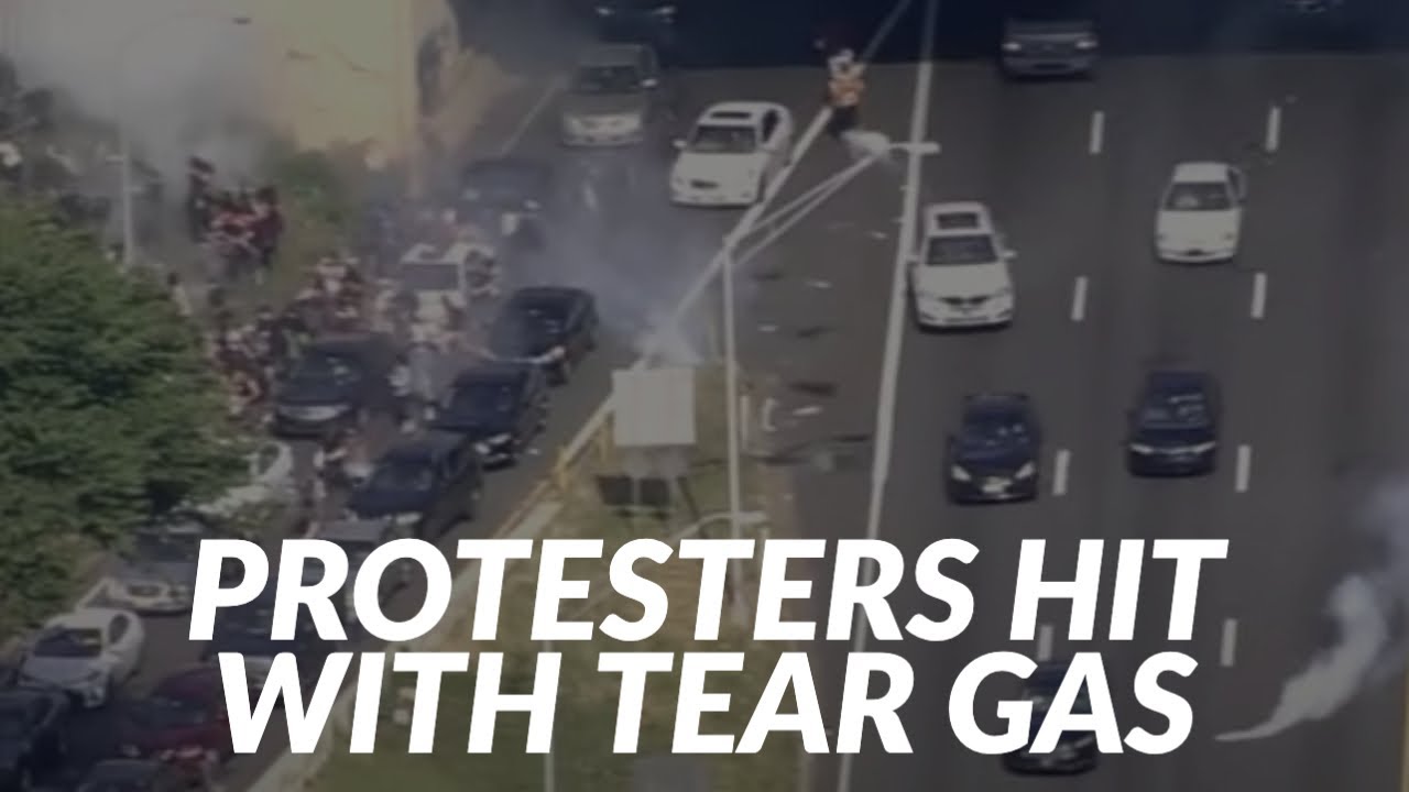 Tear gas deployed after protesters block Vine Street Expressway in Philadelphia