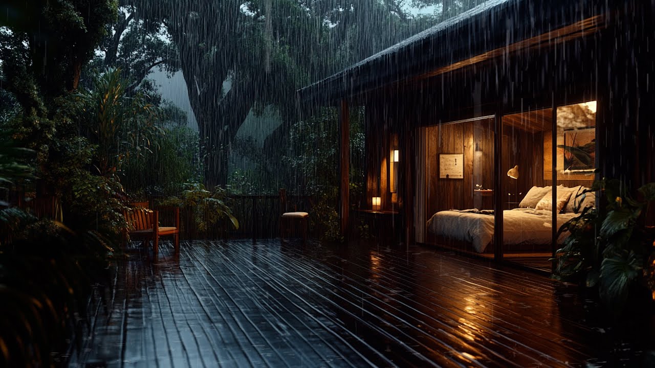 Deep Sleep in a Rainforest Cabin Heavy Rain and Jungle Night Ambience for Anxiety Relief 2026