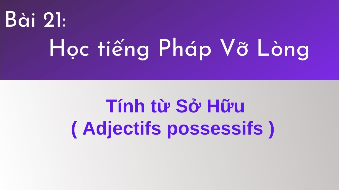 Bài 21 - Tự học tiếng Pháp Vỡ Lòng - Tính từ Sở Hữu ( Adjectifs possessifs )