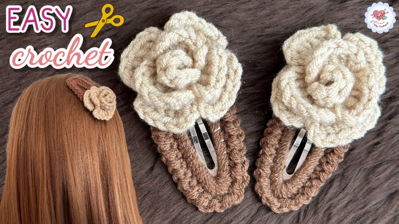 Really EASY ‼️ Crochet Rose Hair Clips   / How to Crochet