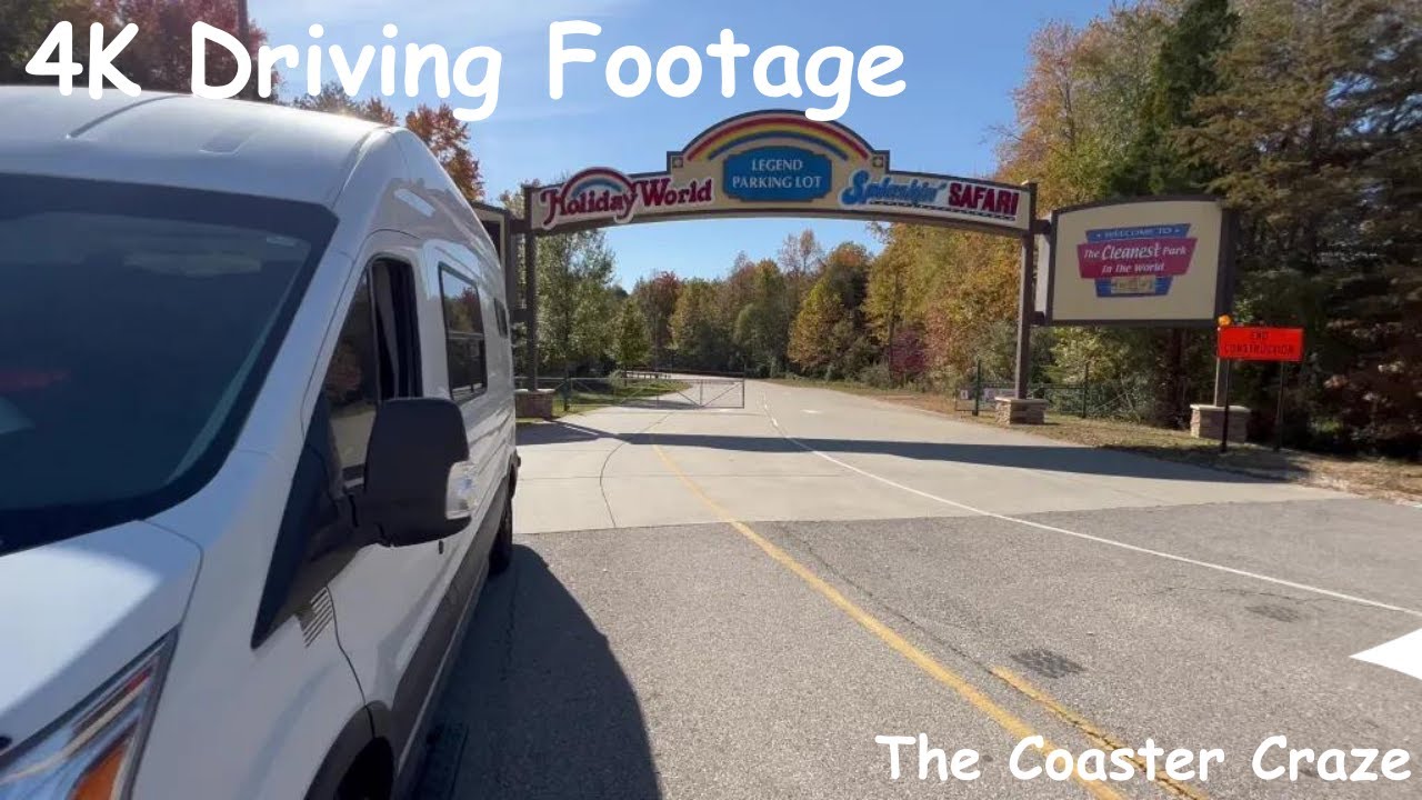 Driving Into Holiday World | Mounted 4K Footage | Copyright Free
