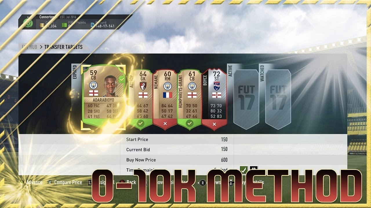 FIFA 17 - 0 - 10K TRADING METHOD !! - FIFA 17 BEST BUDGET TRADING METHOD !!!