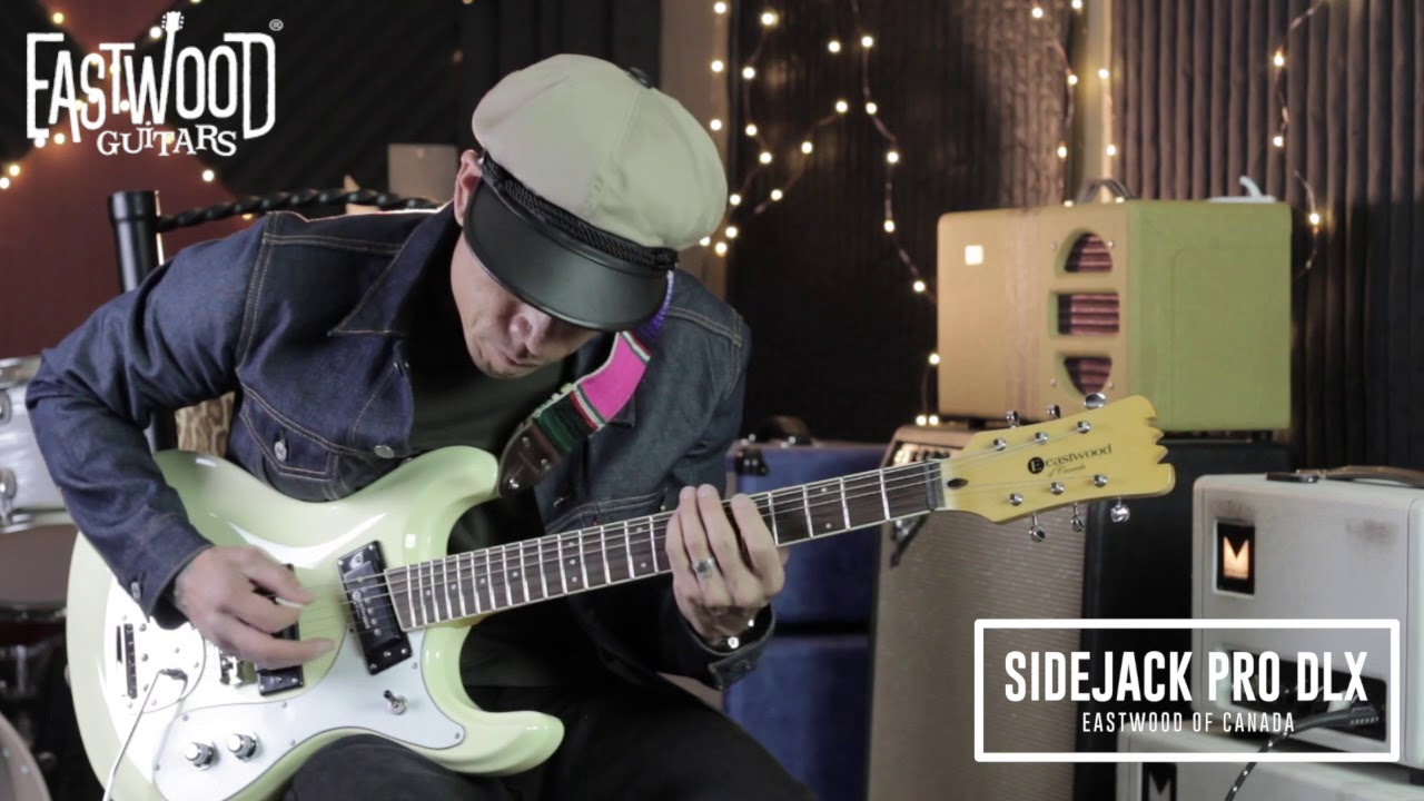 Eastwood Sidejack Pro DLX White demo - Mosrite style guitar