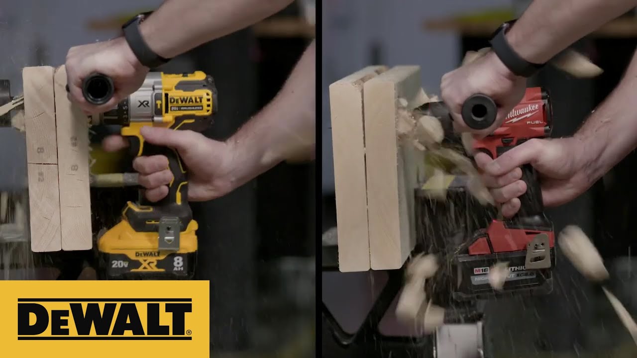 DEWALT Power Detect Hammer Drill/Driver Comparison-Self Feed Bit - DEWALT DCD998 and Milwaukee 2804