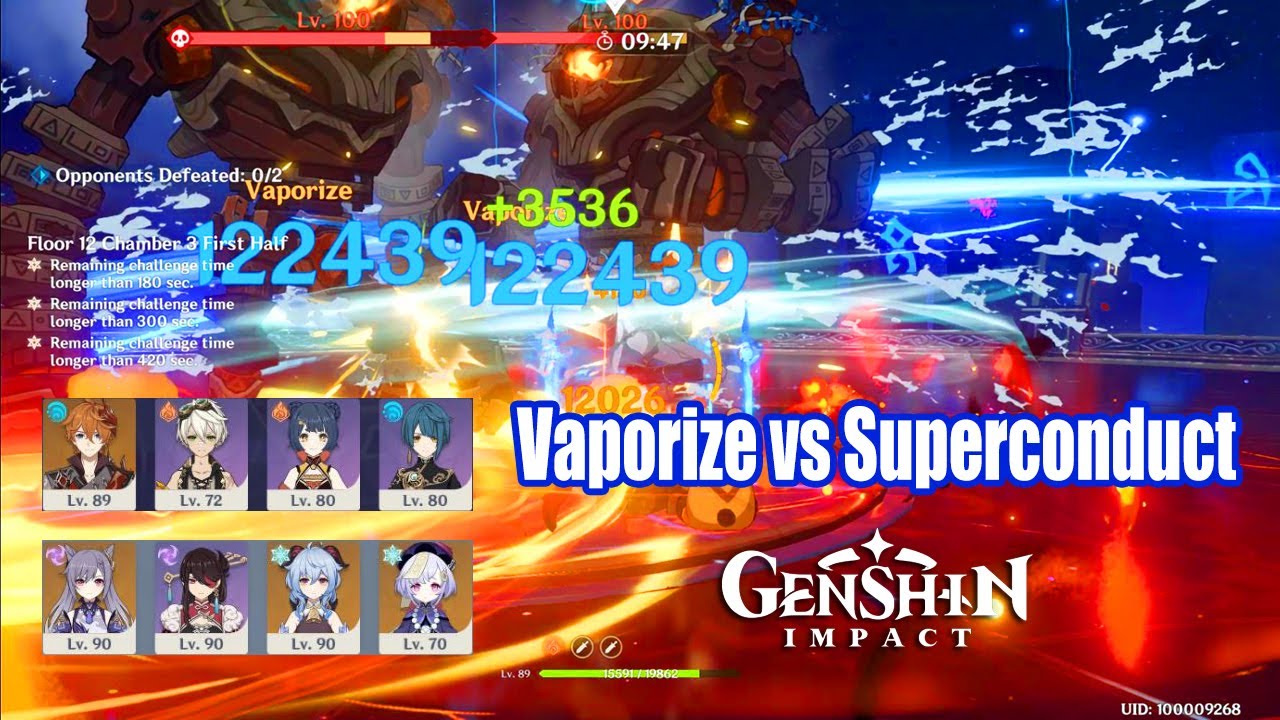 Genshin Impact - Childe vs Keqing - Vaporize vs Superconduct Team Floor 12-3 32s Clear