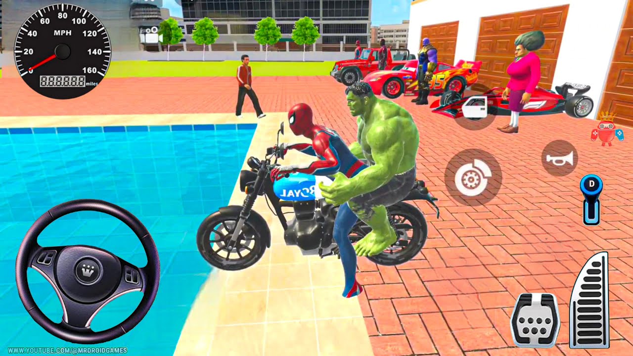 Car Bike Game: Indian Spiderman vs Hulk Bike Ride and drives a New Indian Thar - Android Gameplay