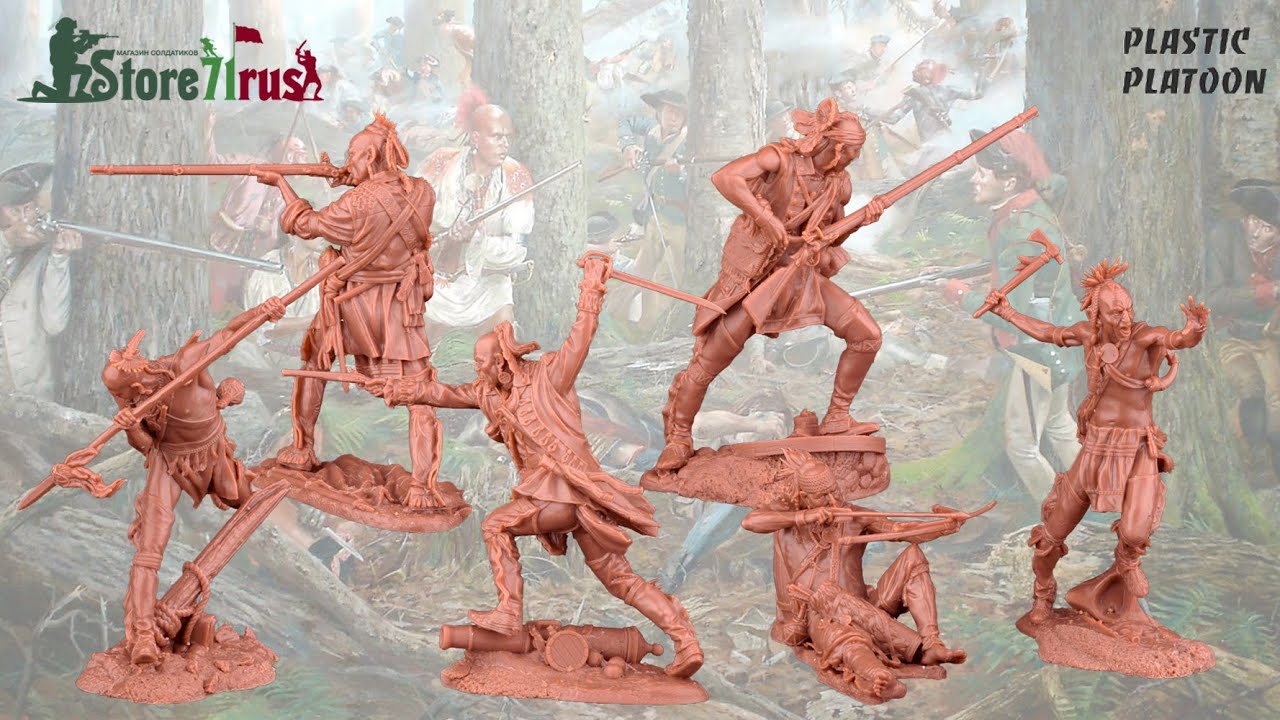 PLASTIC PLATOON - ЛЕСНЫЕ ИНДЕЙЦЫ / WOODLAND INDIANS, AMERICAN REVOLUTION, 1775-1783
