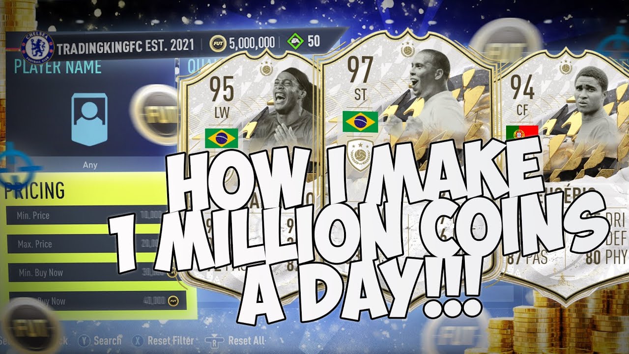 HOW I MAKE 1 MILLION COINS A DAY ON FIFA 22! INSANE ICON TRADING METHODS TO MAKE 100K A CARD SNIPING