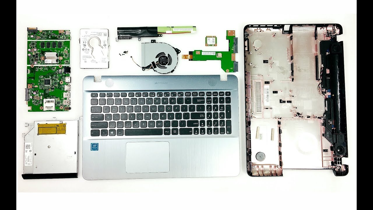ASUS F541 X541 R541 - разберите аккумулятор, жесткий диск, обновите ОЗУ, замените клавиатуру