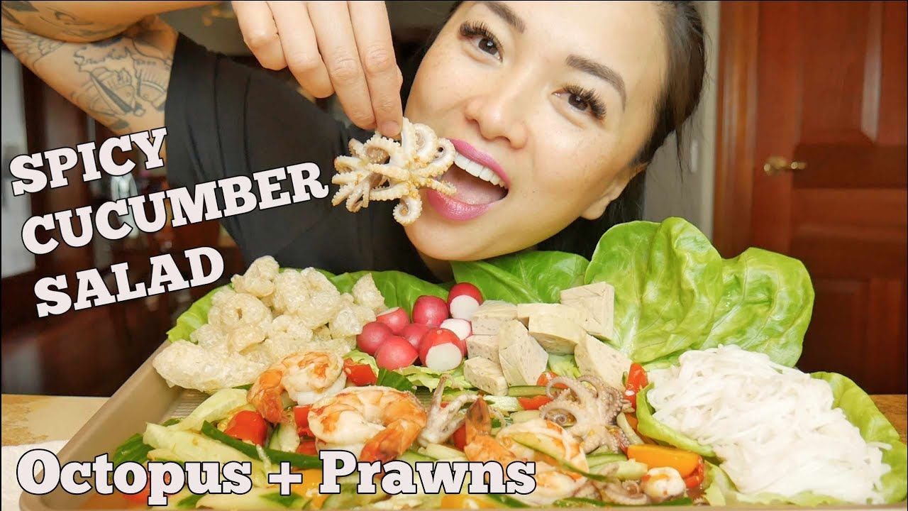 Spicy CUCUMBER SALAD + Baby Octopus + Prawns | Mukbang *Lets EAT | SASVlogs