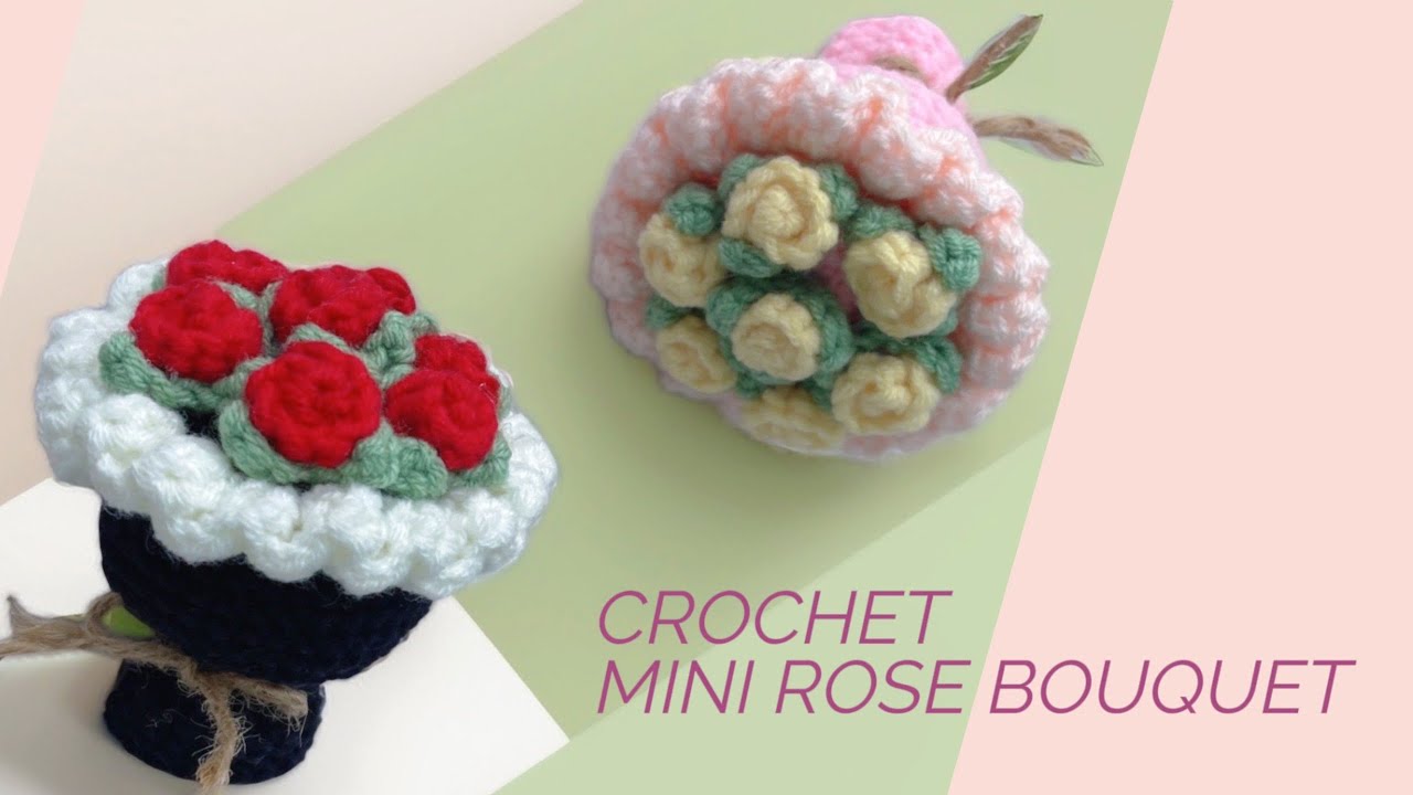 How to Crochet Mini Rose Bouquet very easy | 🌷 so cute 🌷  mini rose bouquet #crochetanywhere
