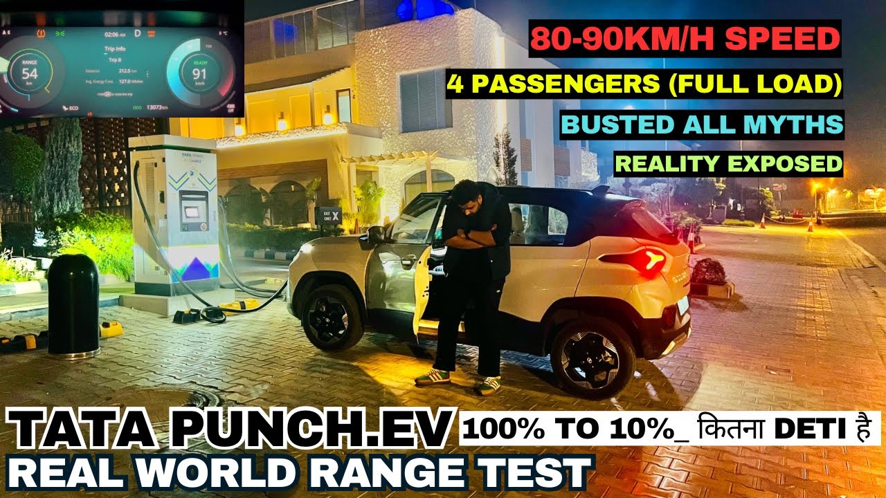 TATA PUNCH EV Long Range Real World Range test at highway speeds | 100 to 10% Range | Punch EV 35kwh