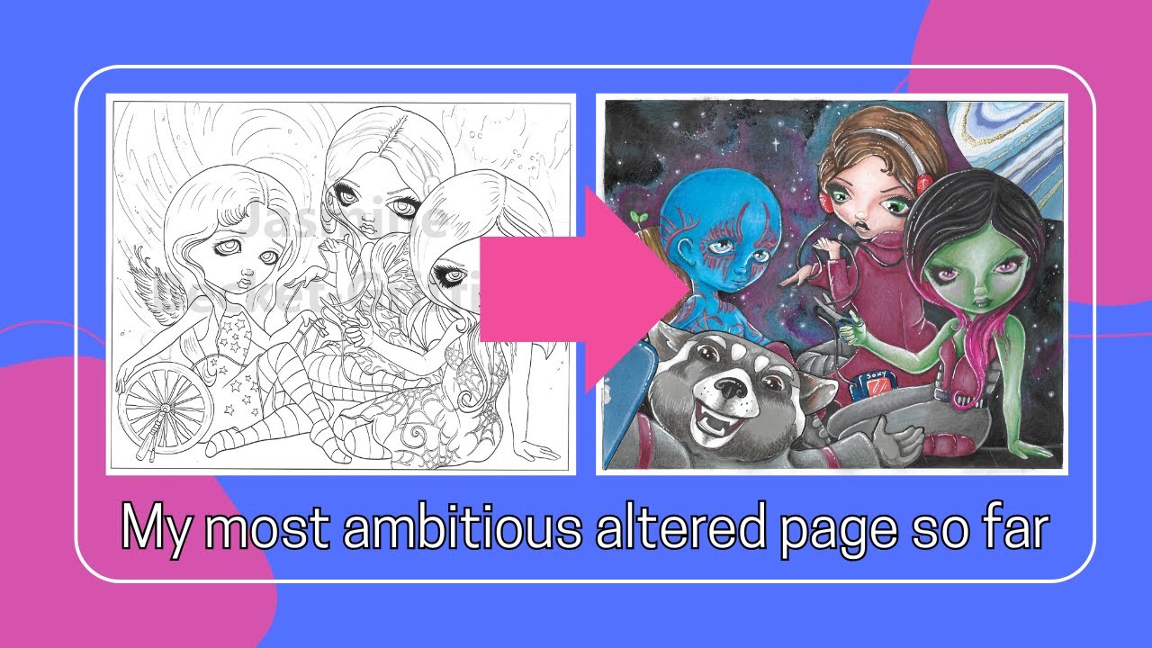 My most ambitious altered coloring page so far - Guardians of the Galaxy #coloringthemovies2025