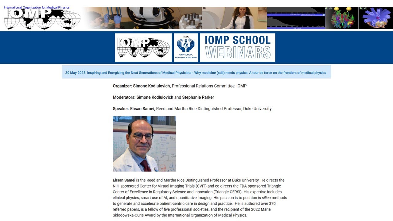 IOMP Webinar: Inspiring and Energizing the Next Generations of Medical Physicists