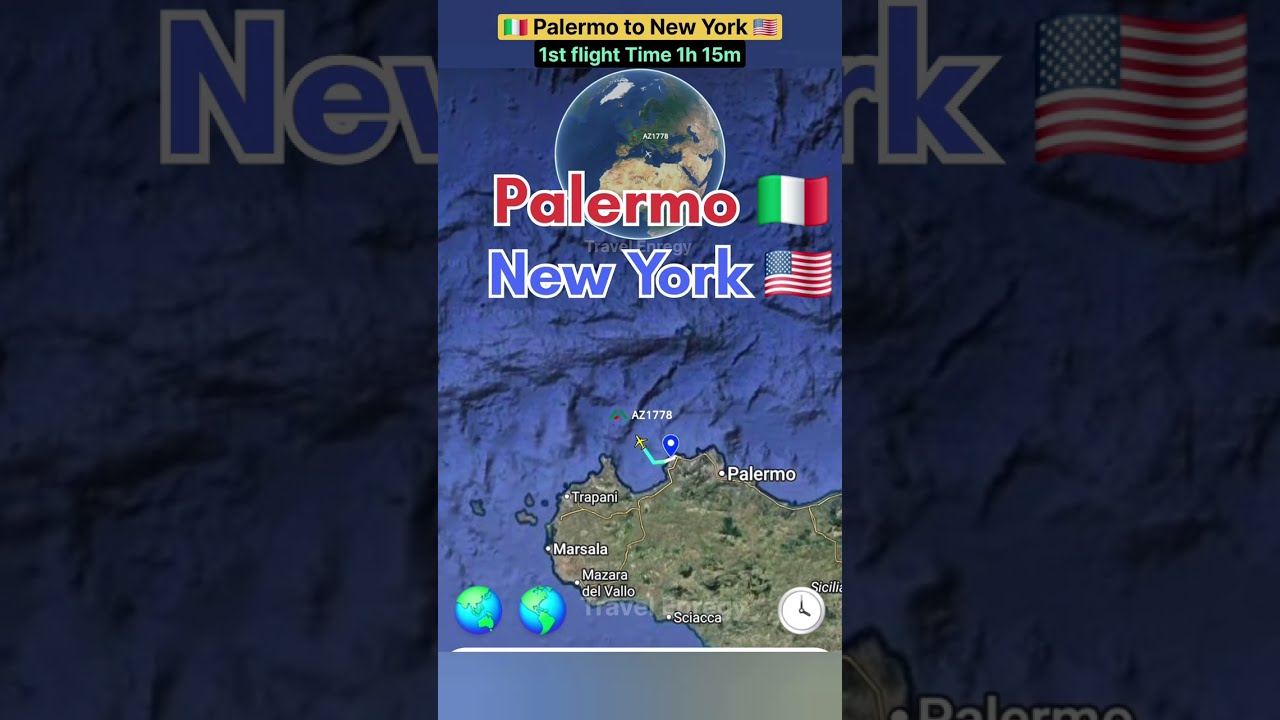 Palermo Italy 🇮🇹 to New York USA 🇺🇸 flight Route 1stop flight ✈️ Operator by ITA Airways 