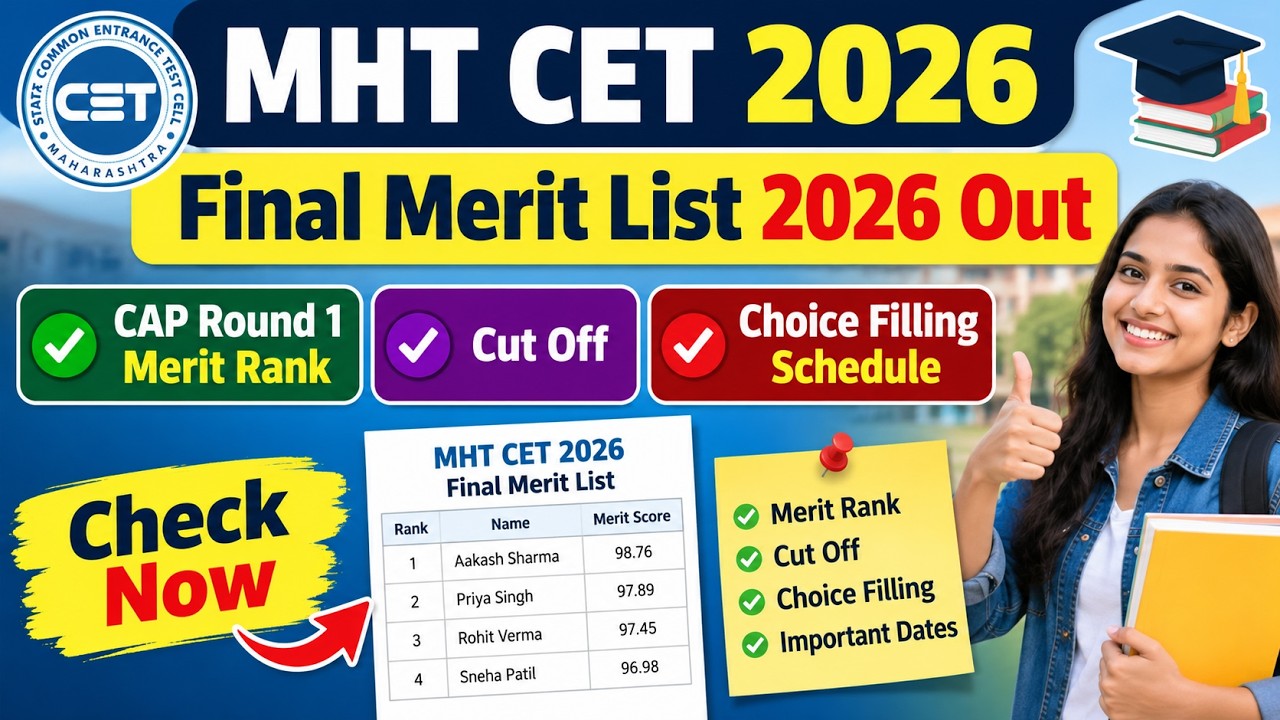 MHT CET 2026 Final Merit List OUT 🔥 | How to Check Merit List & Rank? | Engineering CAP 2026✅