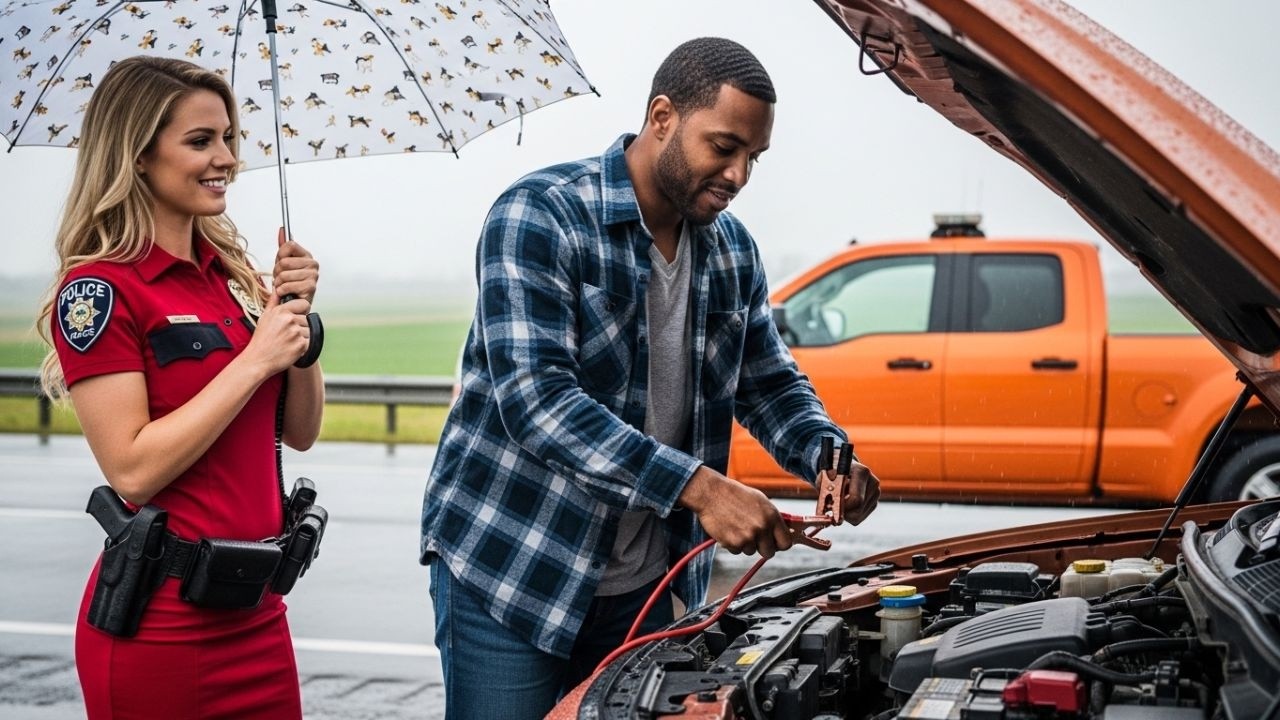 Black Single Dad Pulls Over for Stranded Female Cop — Heart Stops My Ex