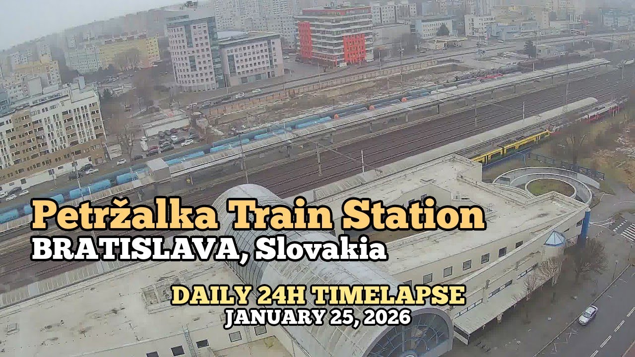 Petržalka Train Station - Daily Timelapse: January 25, 2026 [Bratislava, Slovakia]