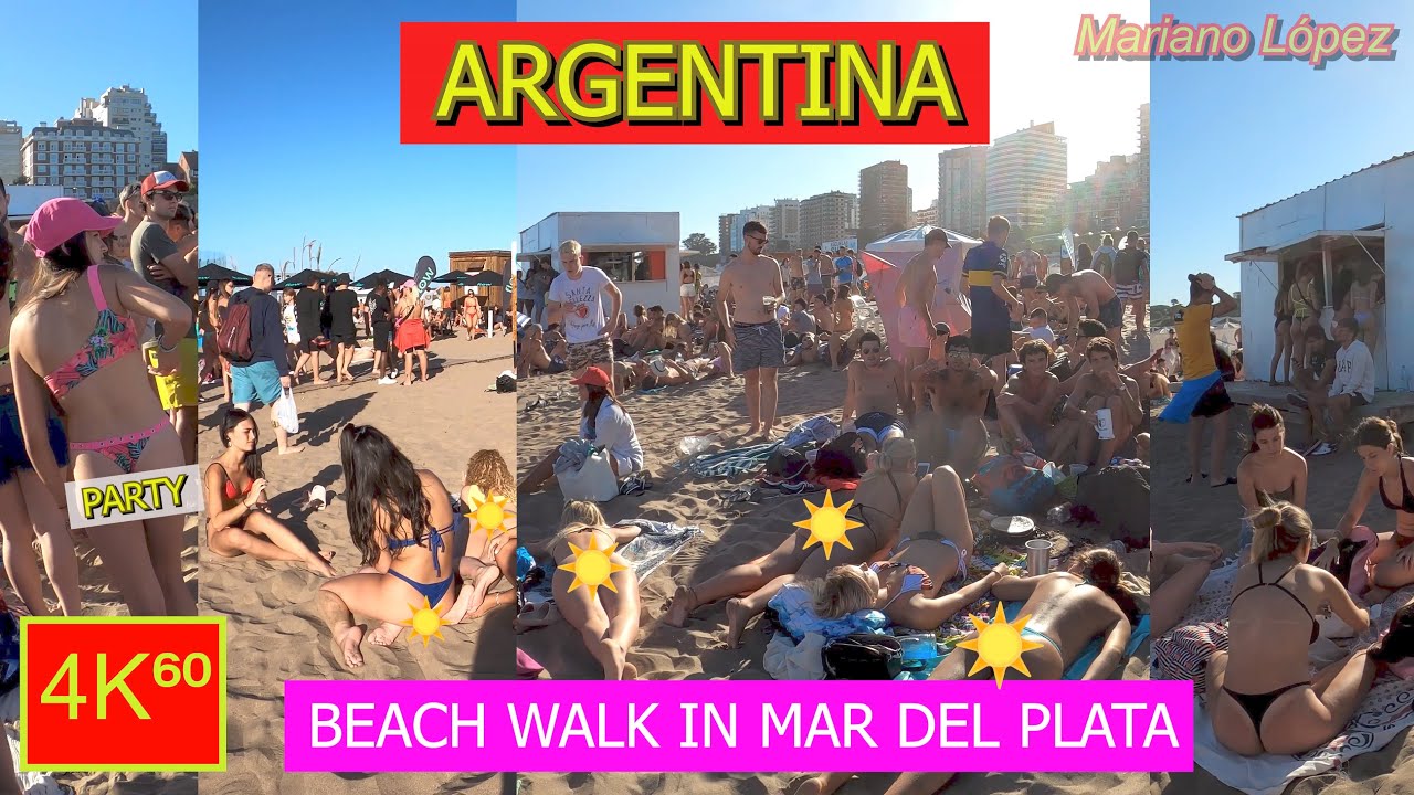 4K⁶⁰ - 👉 BEACH WALK (GRANDE BEACH) 🏖️ - ARGENTINA - Mar del Plata - Travel 🌟