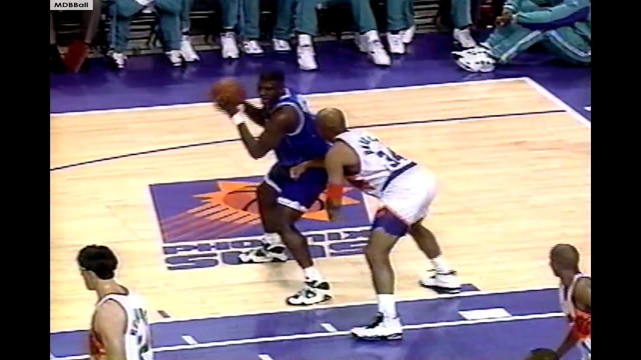 Charles Barkley Battles Larry Johnson Hornets @ Suns March 1995 (NBA On NBC)