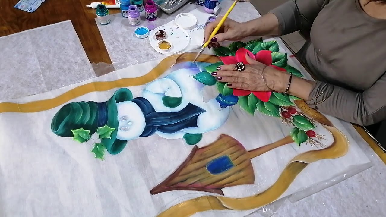 COMO PINTAR NOCHE BUENA Y MUÑECO DE NIEVE (Parte 1)