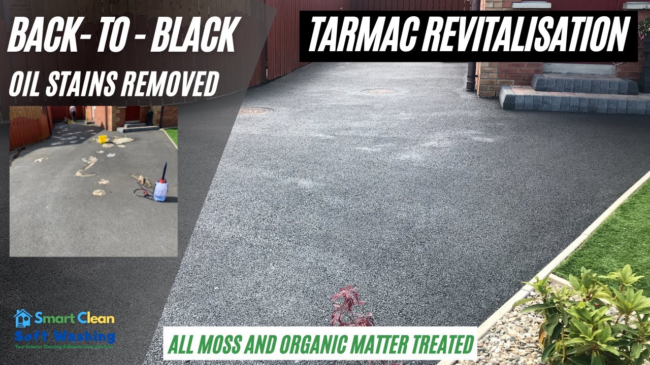 Tarmac Revitalisation. How to Wash Treat and Restore Colour while treating Oil Stains. Back to Black