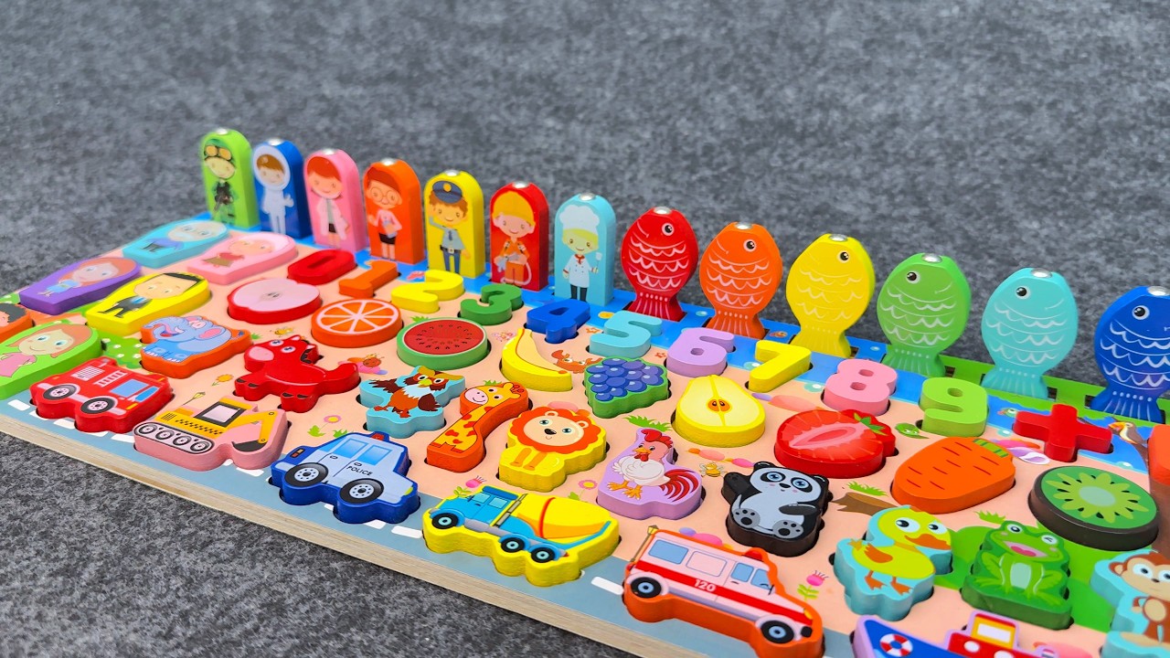 Wooden Learning Board Unboxing 🎨 | Play & Learn Toys for Kids | Numbers, Animals, Fruits & Jobs