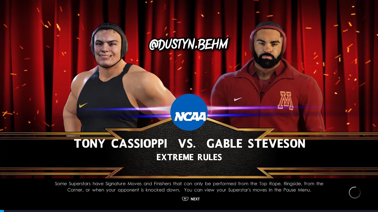 NCAA College Wrestling Video Game Gable Steveson Minnesota vs Tony Cassioppi Iowa Heavyweight