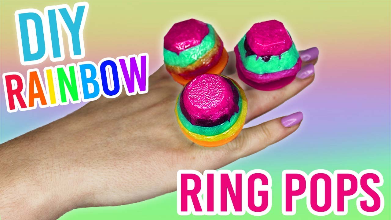 DIY JOLLY RANCHER RING POPS! RAINBOW & GLITTER